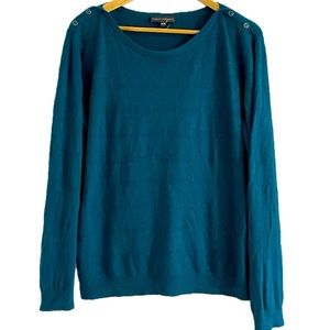 Sz.XL-Teal Sweater with button shoulder Detail